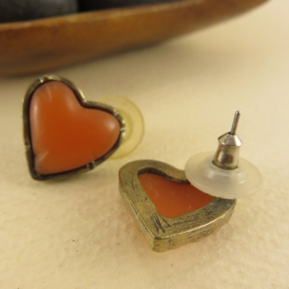 Orange Heart Earrings - Picture 4 of 6